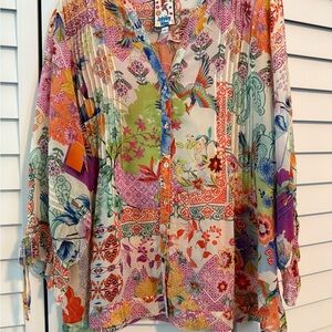 Johnny Was Multicolor Floral Blouse